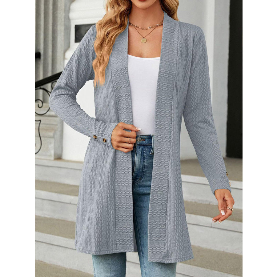 Open Front Long Sleeve Cardigan Gray / S Apparel and Accessories