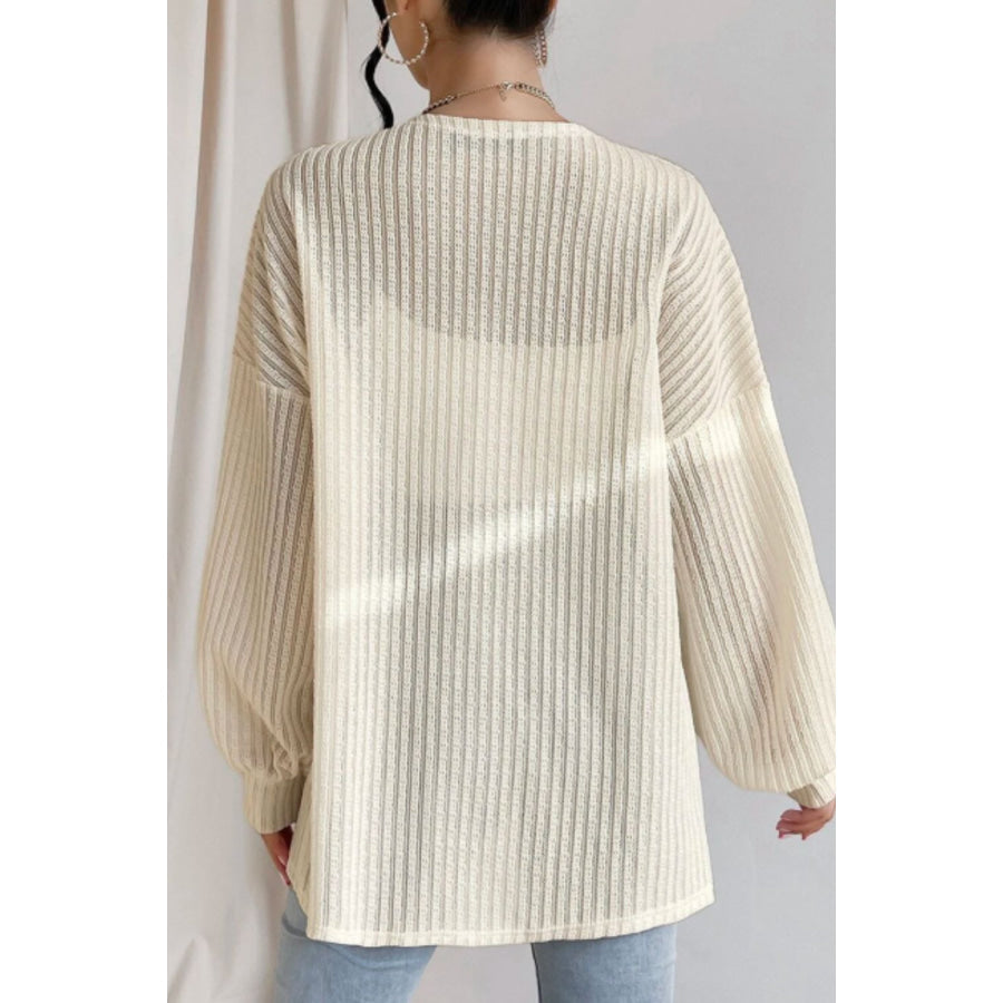 Open Front Long Sleeve Cardigan Ivory / S Apparel and Accessories