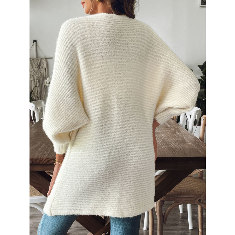 Open Front Long Sleeve Cardigan Cream / S Apparel and Accessories