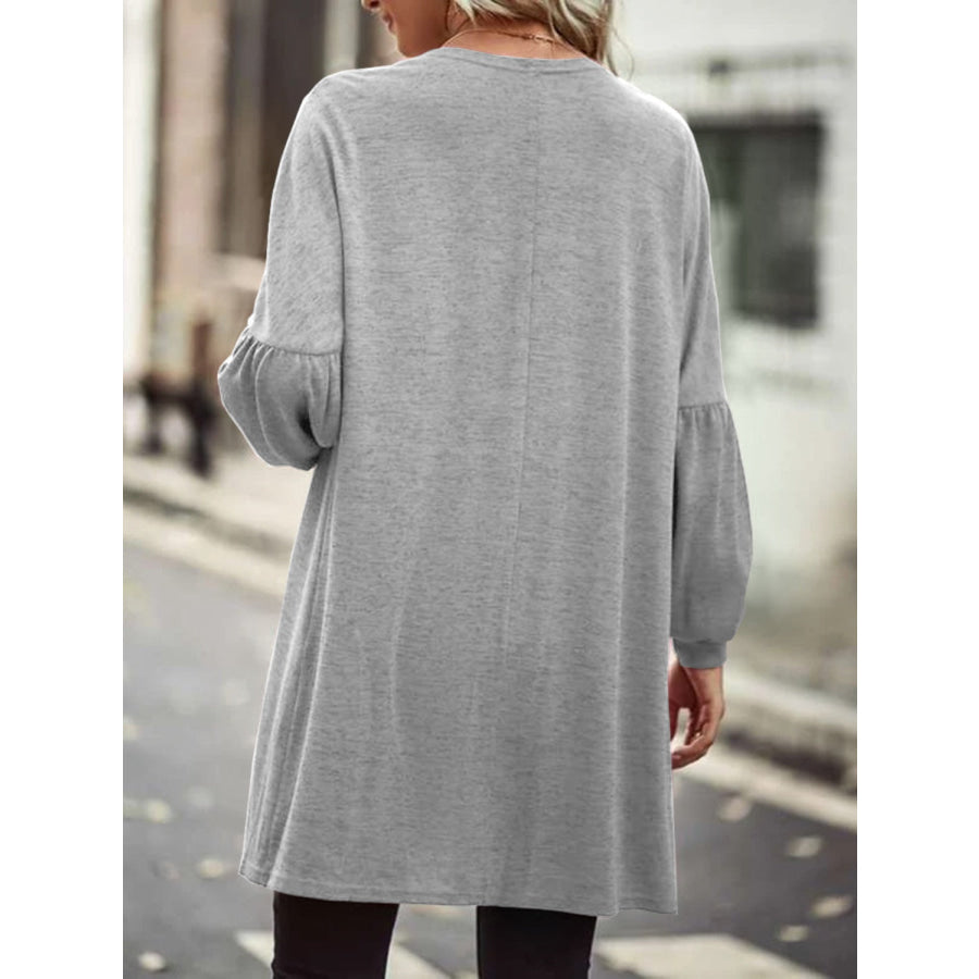 Open Front Long Sleeve Cardigan Heather Gray / S Apparel and Accessories