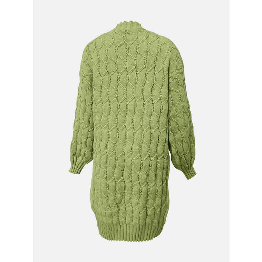 Open Front Long Sleeve Cardigan Green / One Size Apparel and Accessories