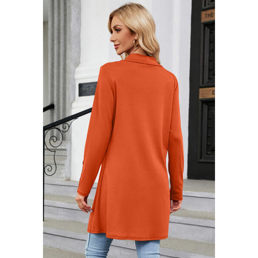 Open Front Long Sleeve Cardigan Pumpkin / S Apparel and Accessories