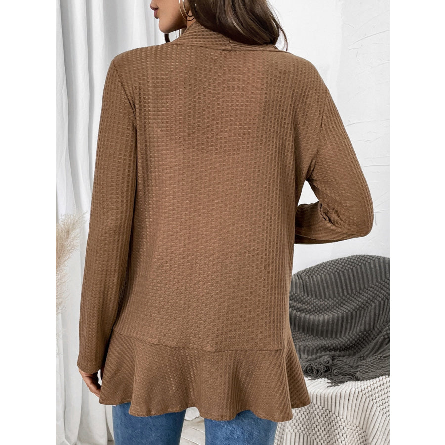 Open Front Long Sleeve Cardigan Caramel / S Apparel and Accessories