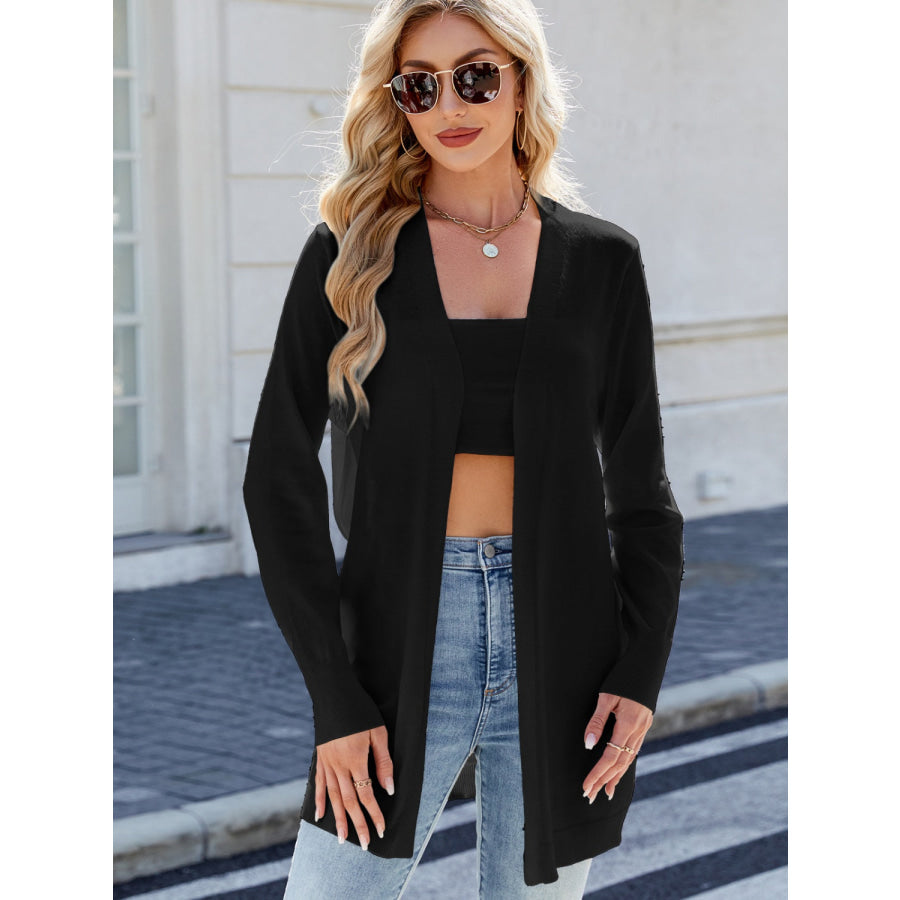 Open Front Long Sleeve Cardigan Black / S Apparel and Accessories