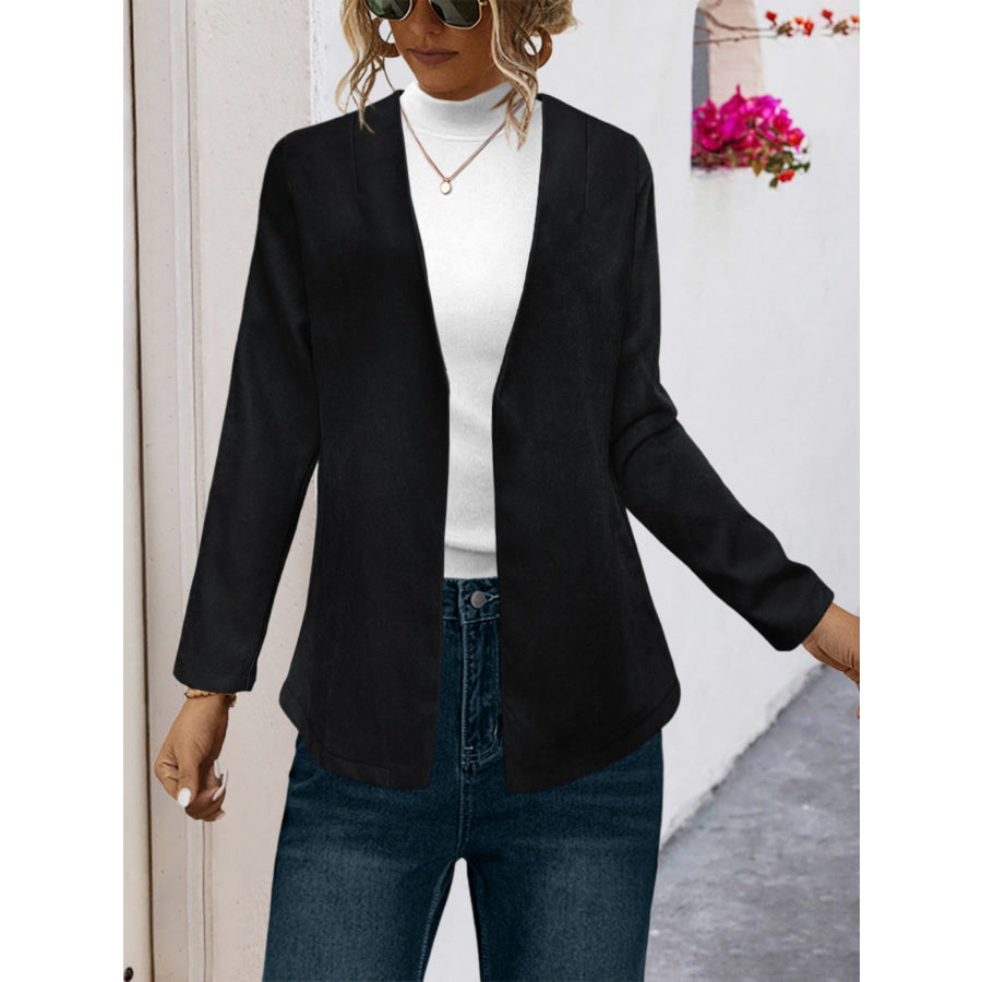 Open Front Long Sleeve Cardigan Black / S Apparel and Accessories