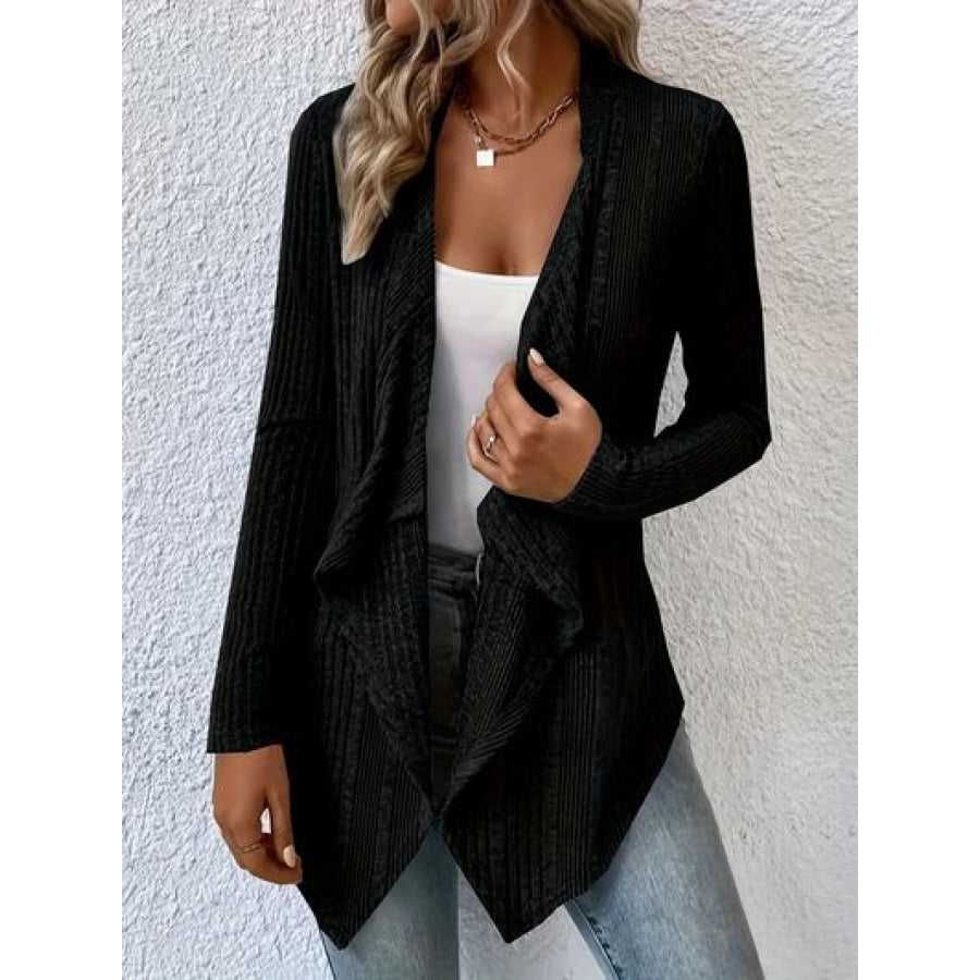 Open Front Long Sleeve Cardigan Black / S Apparel and Accessories