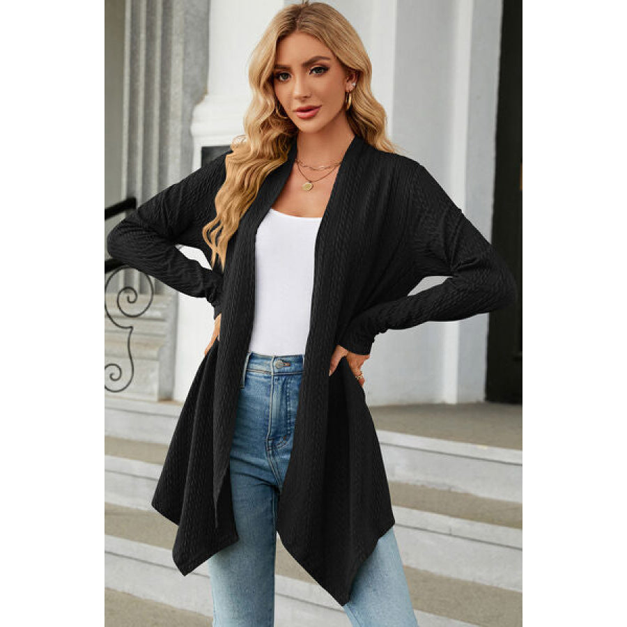 Open Front Long Sleeve Cardigan Black / S Apparel and Accessories