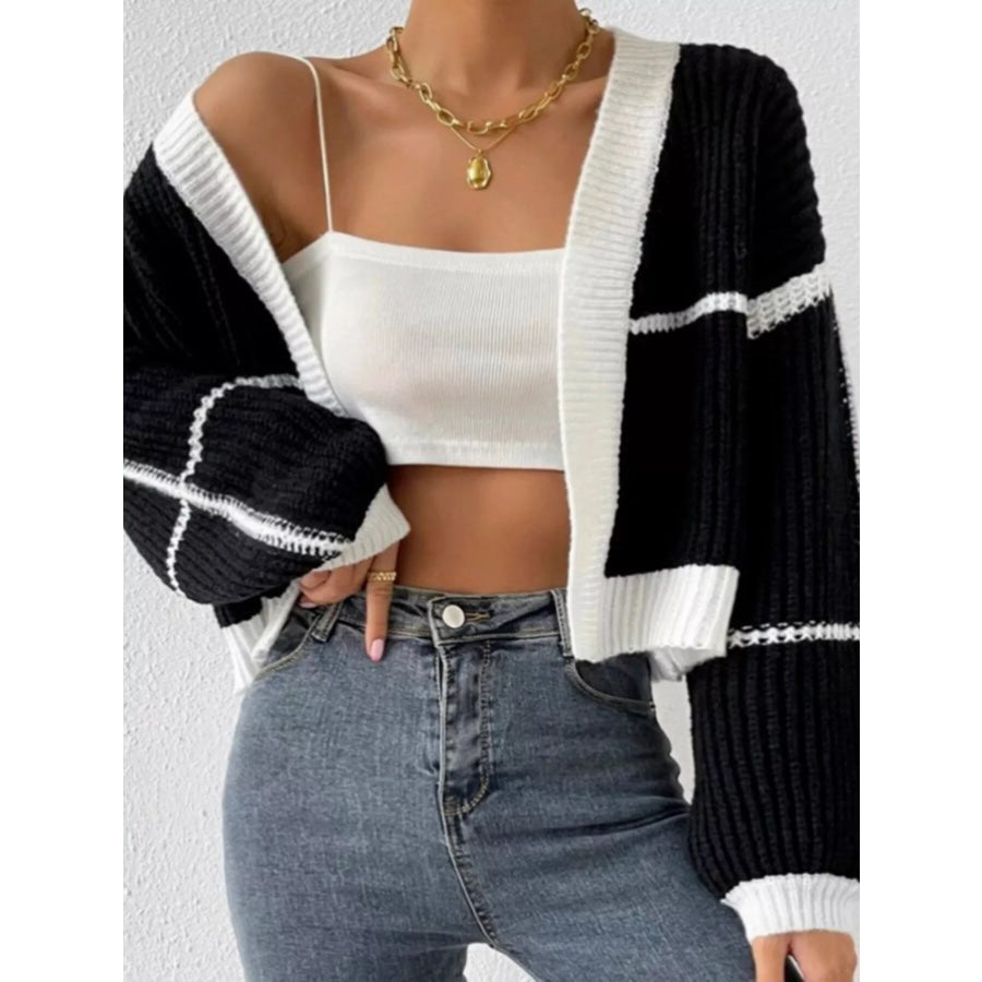 Open Front Long Sleeve Cardigan Black / S Apparel and Accessories