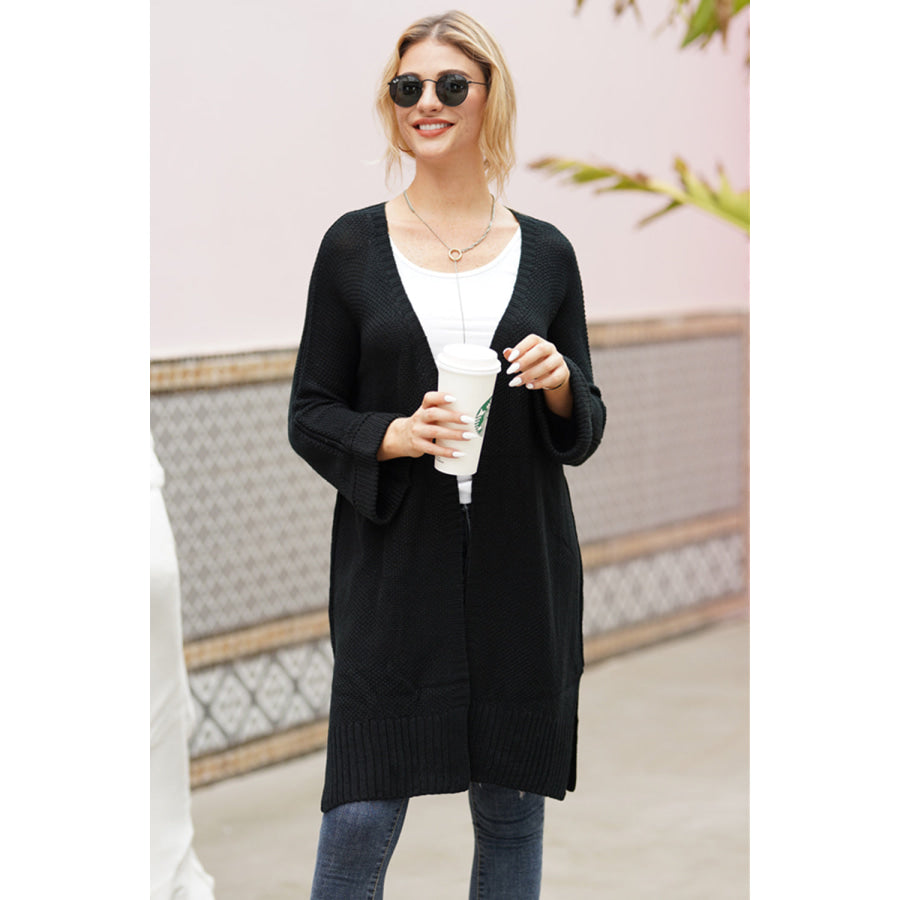 Open Front Long Sleeve Cardigan Black / S Apparel and Accessories