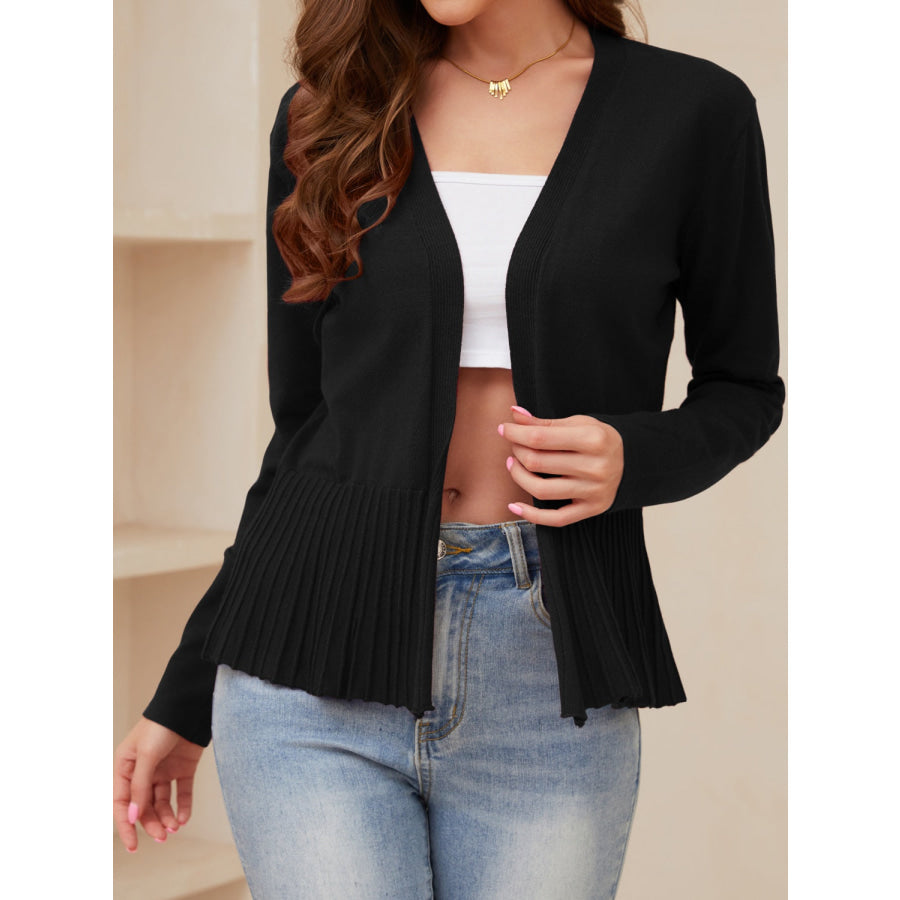 Open Front Long Sleeve Cardigan Black / S Apparel and Accessories