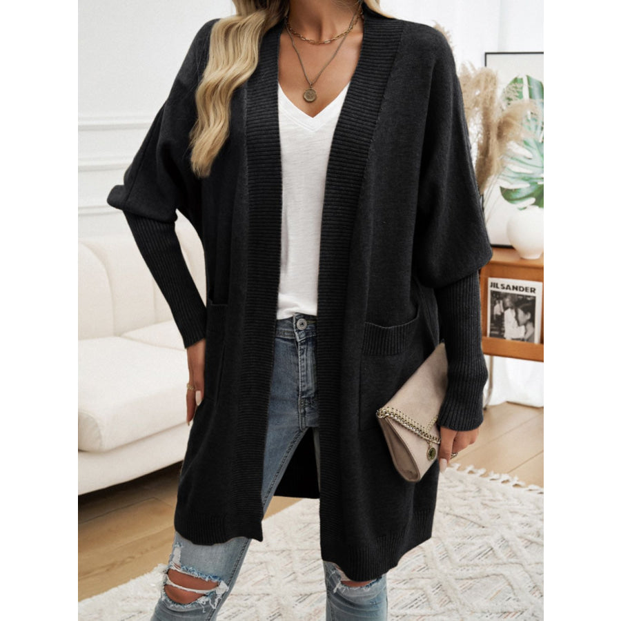 Open Front Long Sleeve Cardigan Black / S Apparel and Accessories