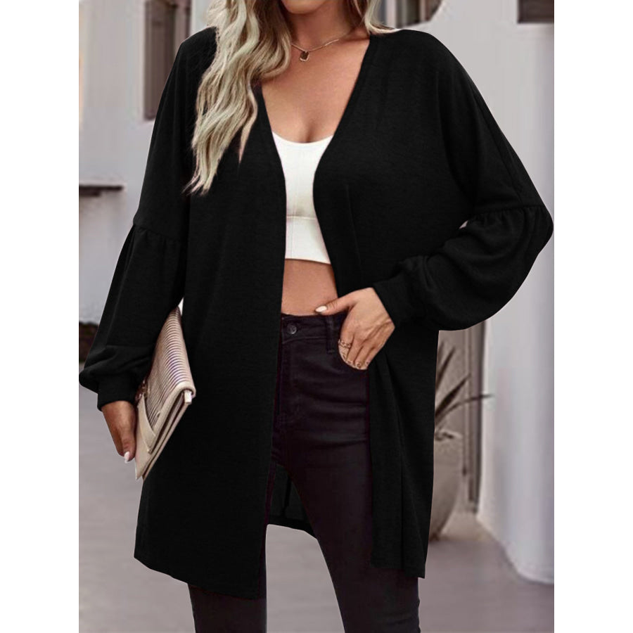 Open Front Long Sleeve Cardigan Black / S Apparel and Accessories