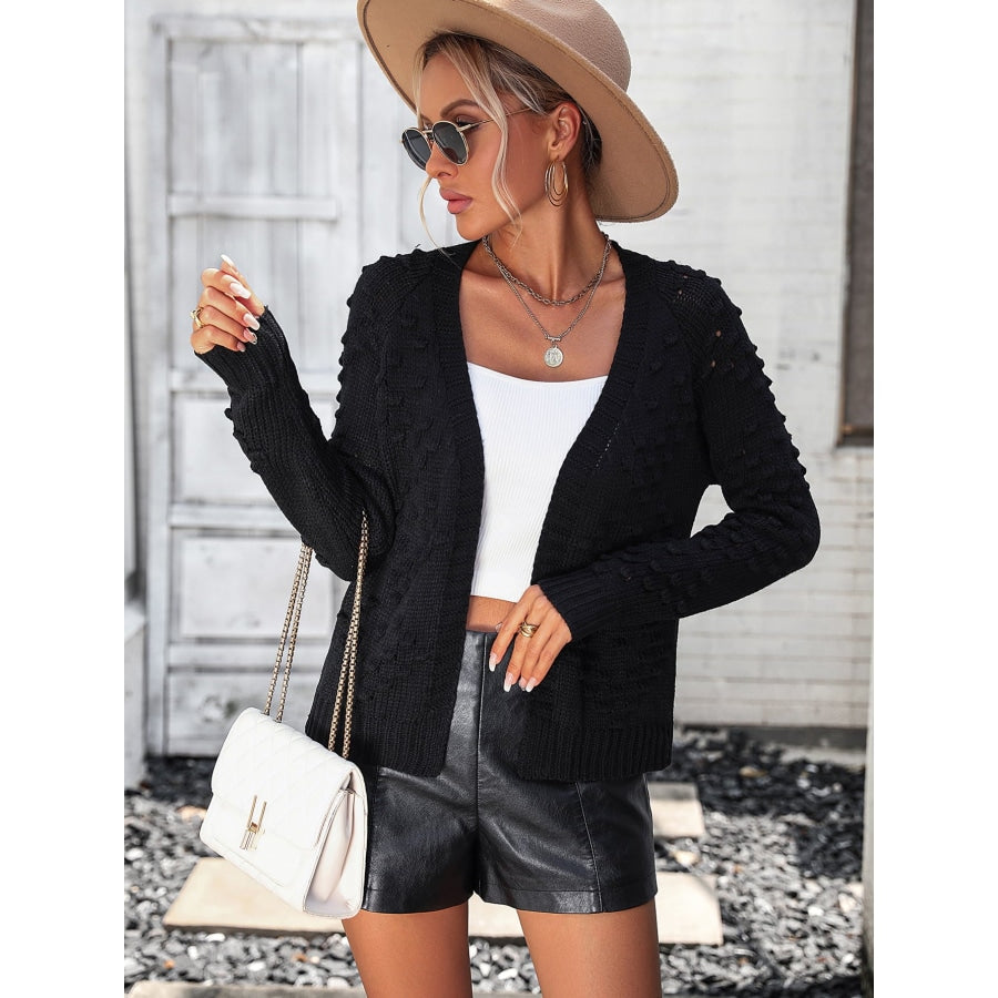 Open Front Long Sleeve Cardigan Black / S