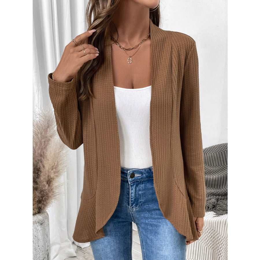 Open Front Long Sleeve Cardigan Caramel / S Apparel and Accessories