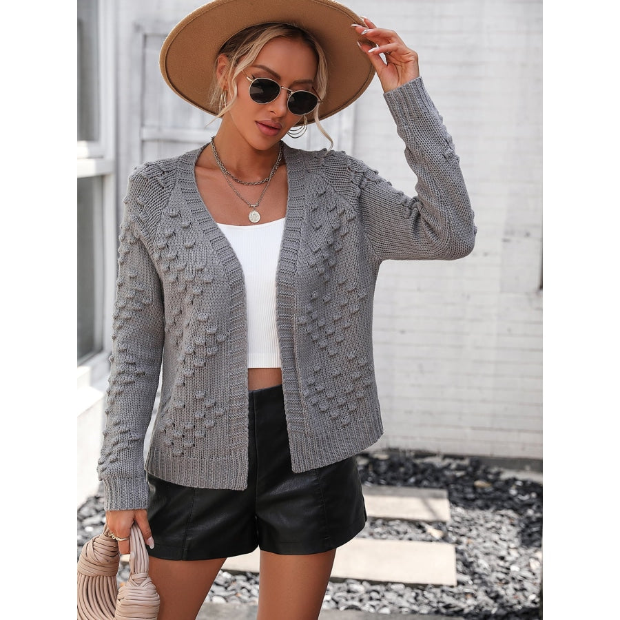 Open Front Long Sleeve Cardigan Charcoal / S