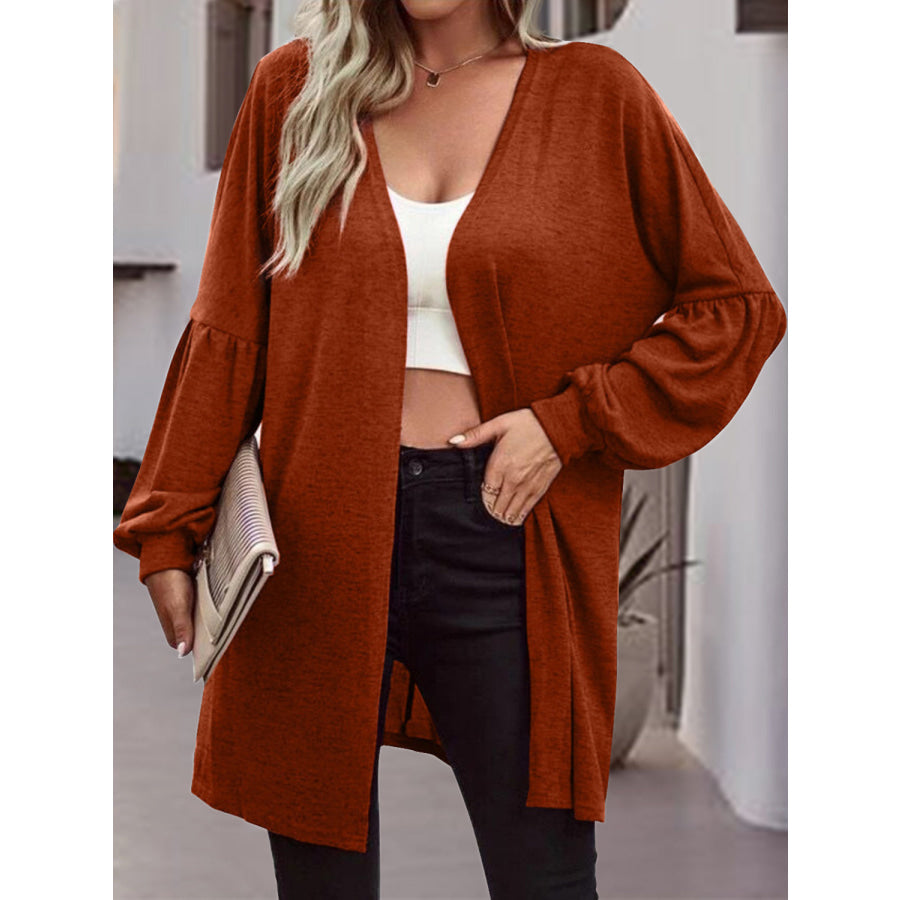 Open Front Long Sleeve Cardigan Chestnut / S Apparel and Accessories