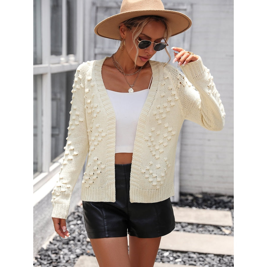 Open Front Long Sleeve Cardigan Cream / S