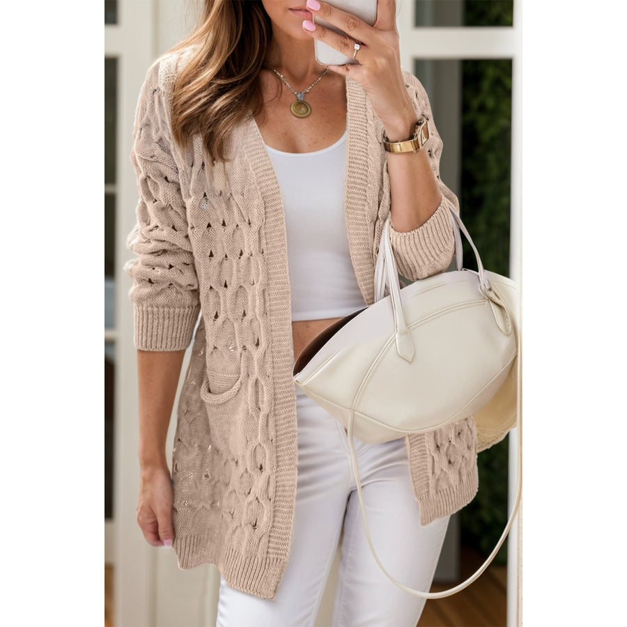 Open Front Long Sleeve Cardigan Dust Storm / S Apparel and Accessories