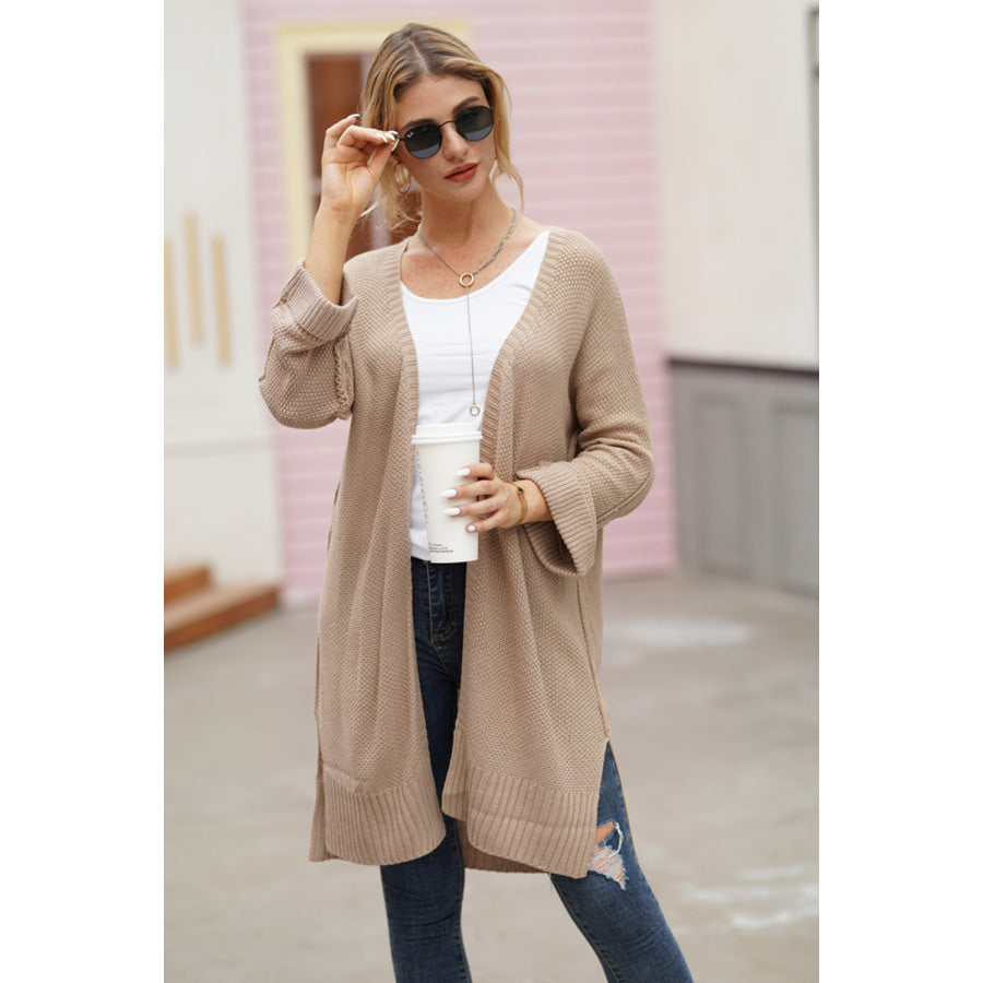 Open Front Long Sleeve Cardigan Dust Storm / S Apparel and Accessories