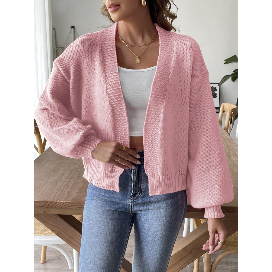 Open Front Long Sleeve Cardigan Dusty Pink / S Apparel and Accessories