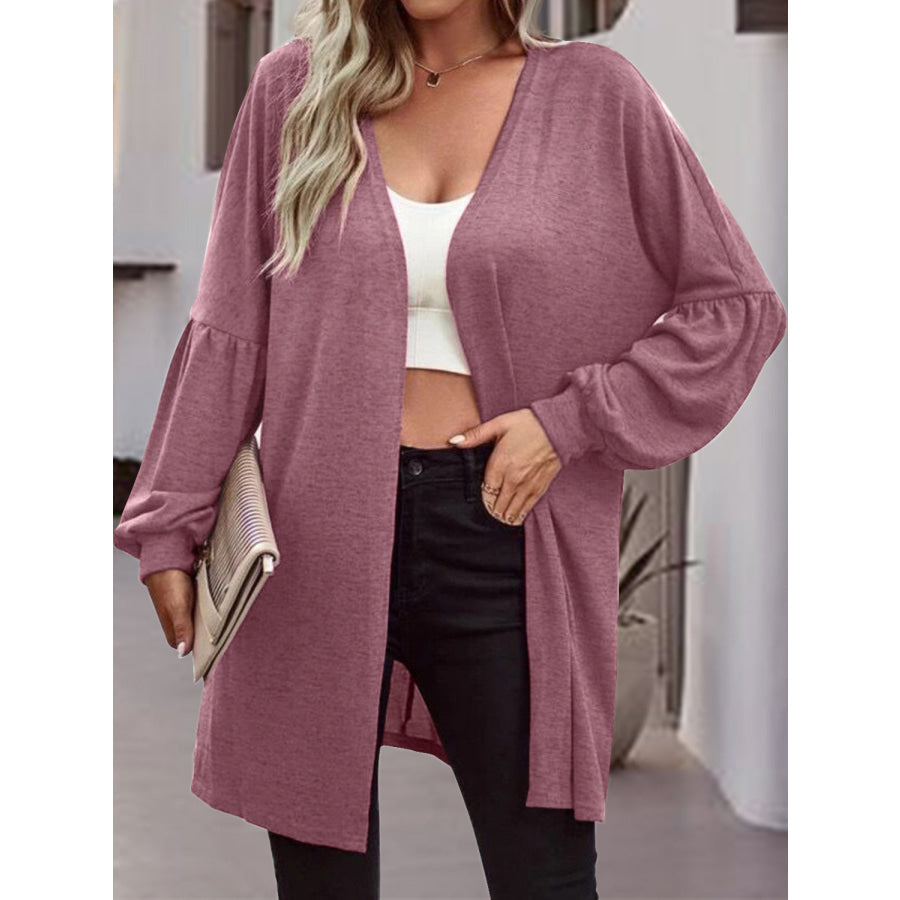 Open Front Long Sleeve Cardigan Dusty Purple / S Apparel and Accessories