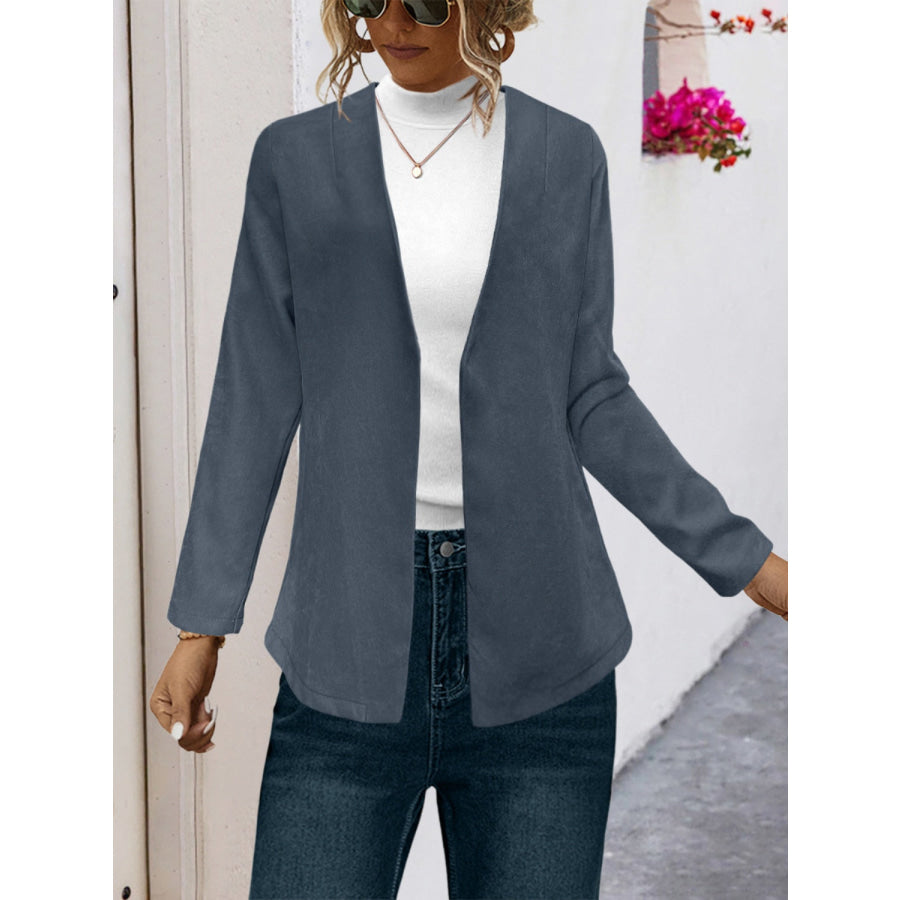 Open Front Long Sleeve Cardigan French Blue / S Apparel and Accessories