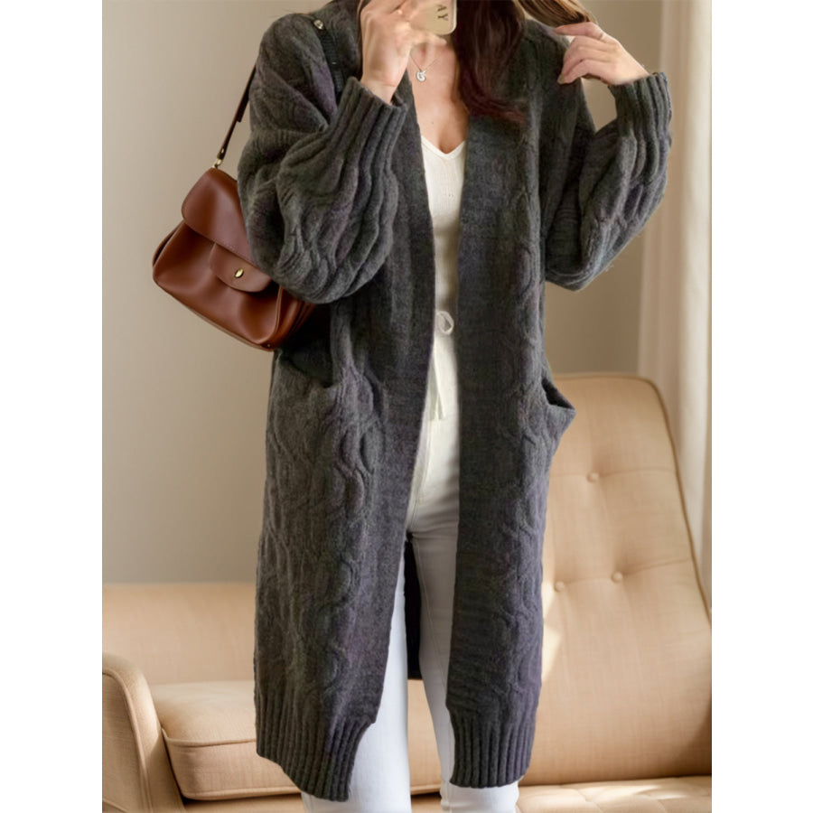 Open Front Long Sleeve Cardigan Gray / One Size Apparel and Accessories