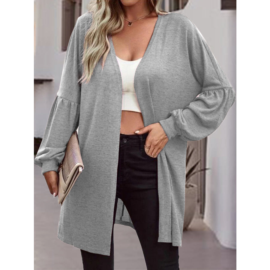 Open Front Long Sleeve Cardigan Heather Gray / S Apparel and Accessories