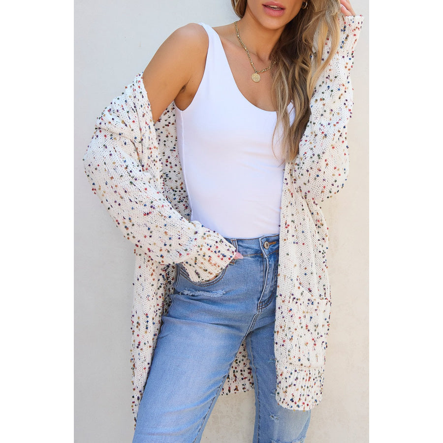 Open Front Long Sleeve Cardigan Ivory / S Apparel and Accessories