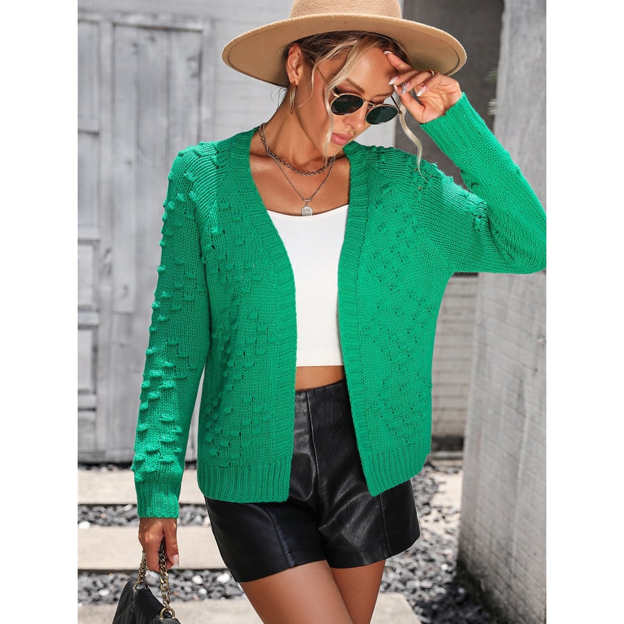 Open Front Long Sleeve Cardigan Mid Green / S