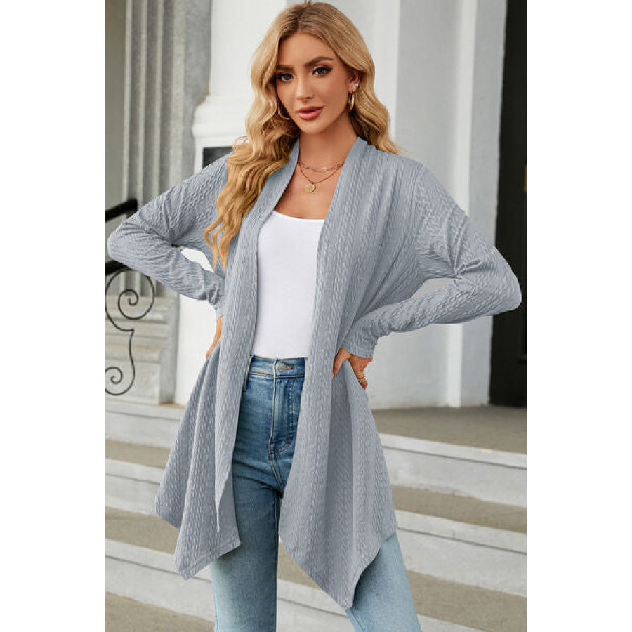 Open Front Long Sleeve Cardigan Misty Blue / S Apparel and Accessories