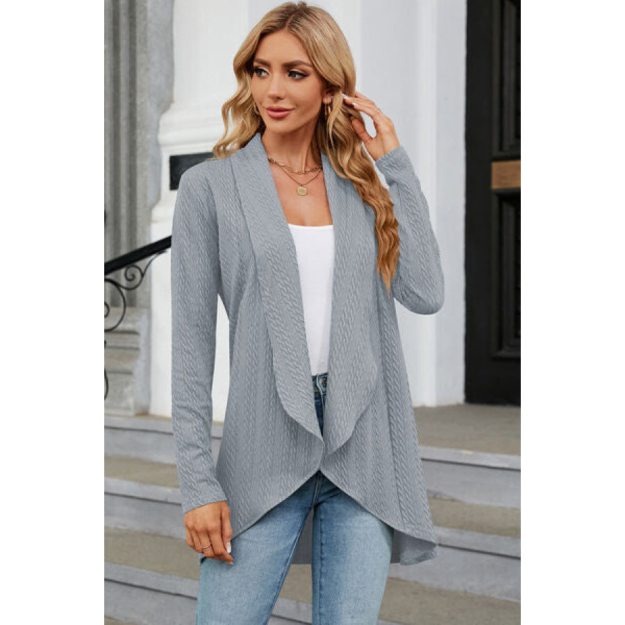 Open Front Long Sleeve Cardigan Misty Blue / S Apparel and Accessories