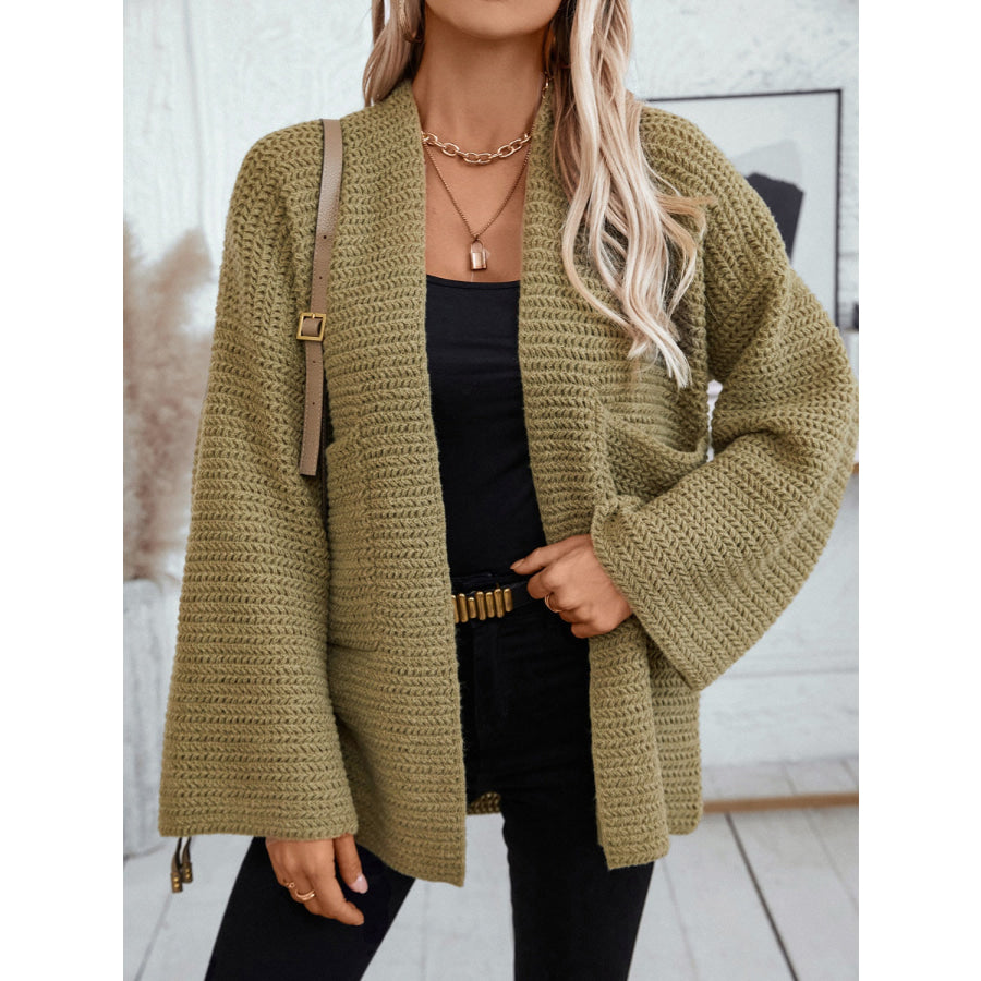 Open Front Long Sleeve Cardigan Moss / S Apparel and Accessories