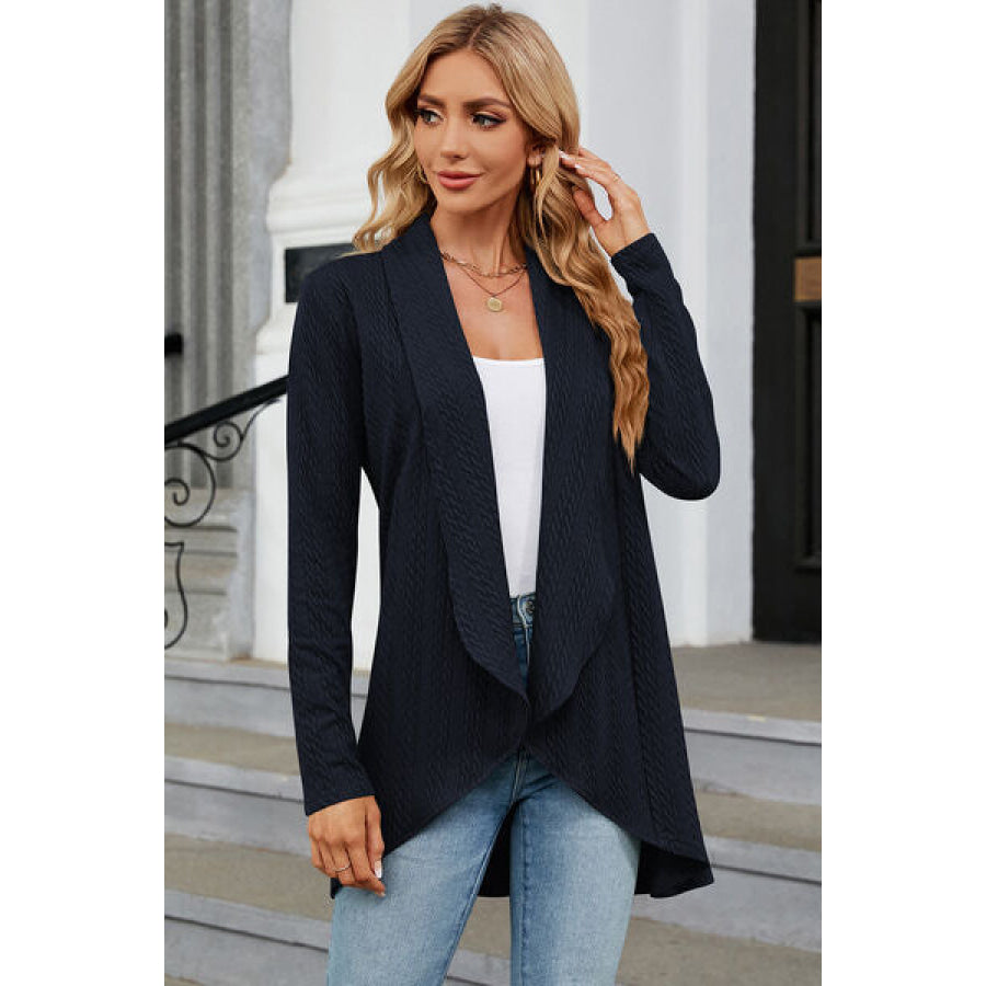 Open Front Long Sleeve Cardigan Navy / S Apparel and Accessories