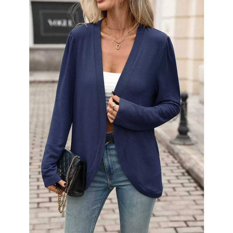 Open Front Long Sleeve Cardigan Navy / S Apparel and Accessories