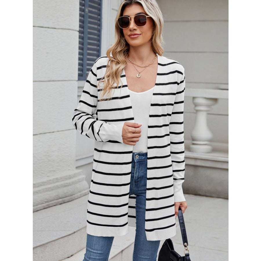 Open Front Long Sleeve Cardigan Stripe / S Apparel and Accessories