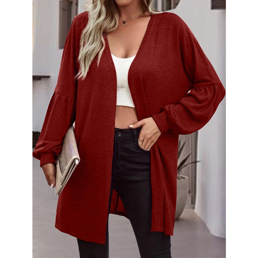 Open Front Long Sleeve Cardigan Wine / S Apparel and Accessories