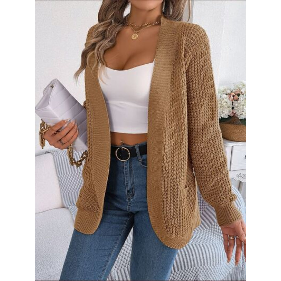 Open Front Long Sleeve Cardigan with Pockets Clothing