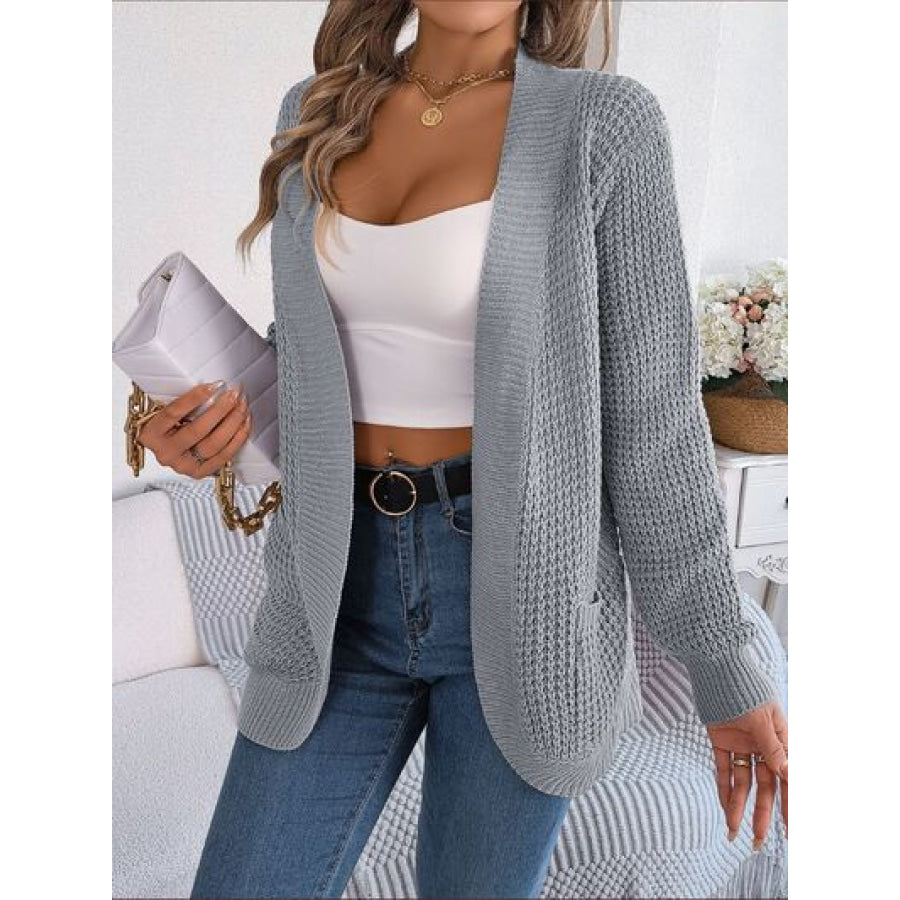 Open Front Long Sleeve Cardigan with Pockets Clothing