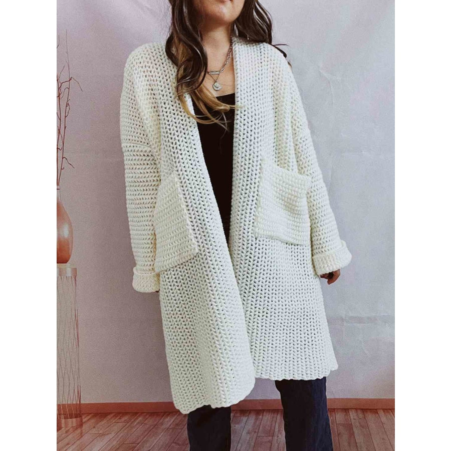 Open Front Long Sleeve Cardigan with Pockets