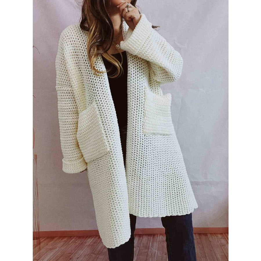 Open Front Long Sleeve Cardigan with Pockets