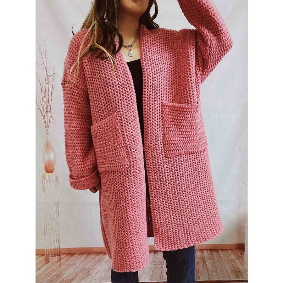 Open Front Long Sleeve Cardigan with Pockets