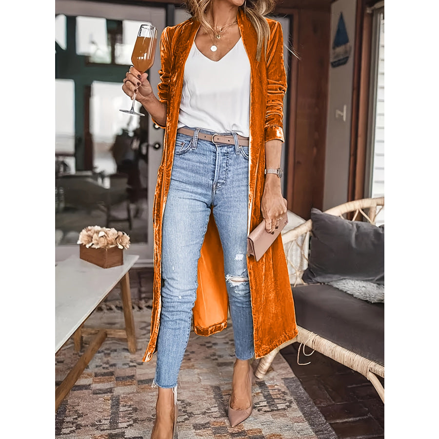 Open Front Long Sleeve Coat Terracotta / S Apparel and Accessories