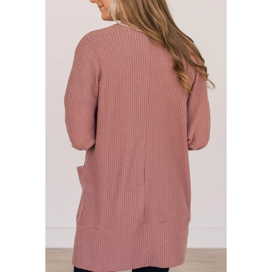 Open Front Long Sleeve Cover Up Dusty Pink / S Apparel and Accessories