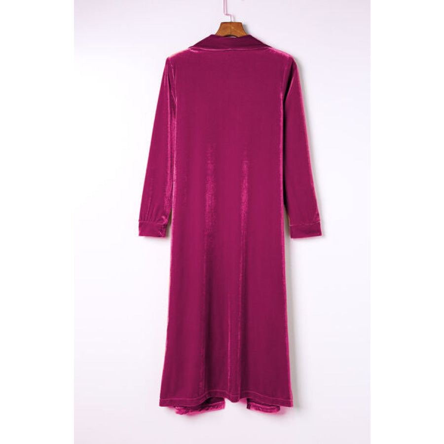 Open Front Long Sleeve Cover Up Cerise / S Apparel and Accessories