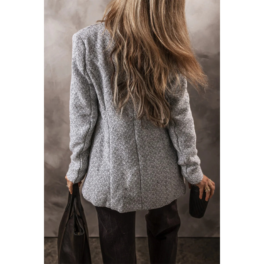 Open Front Long Sleeve Jacket Light Gray / S Apparel and Accessories