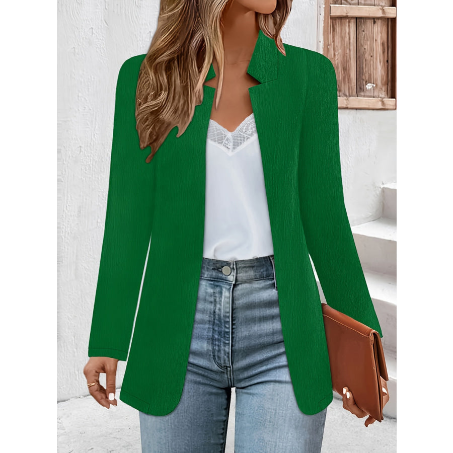 Open Front Long Sleeve Jacket Dark Green / S Apparel and Accessories