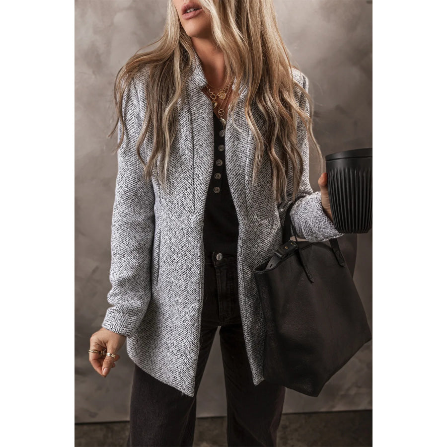 Open Front Long Sleeve Jacket Light Gray / S Apparel and Accessories