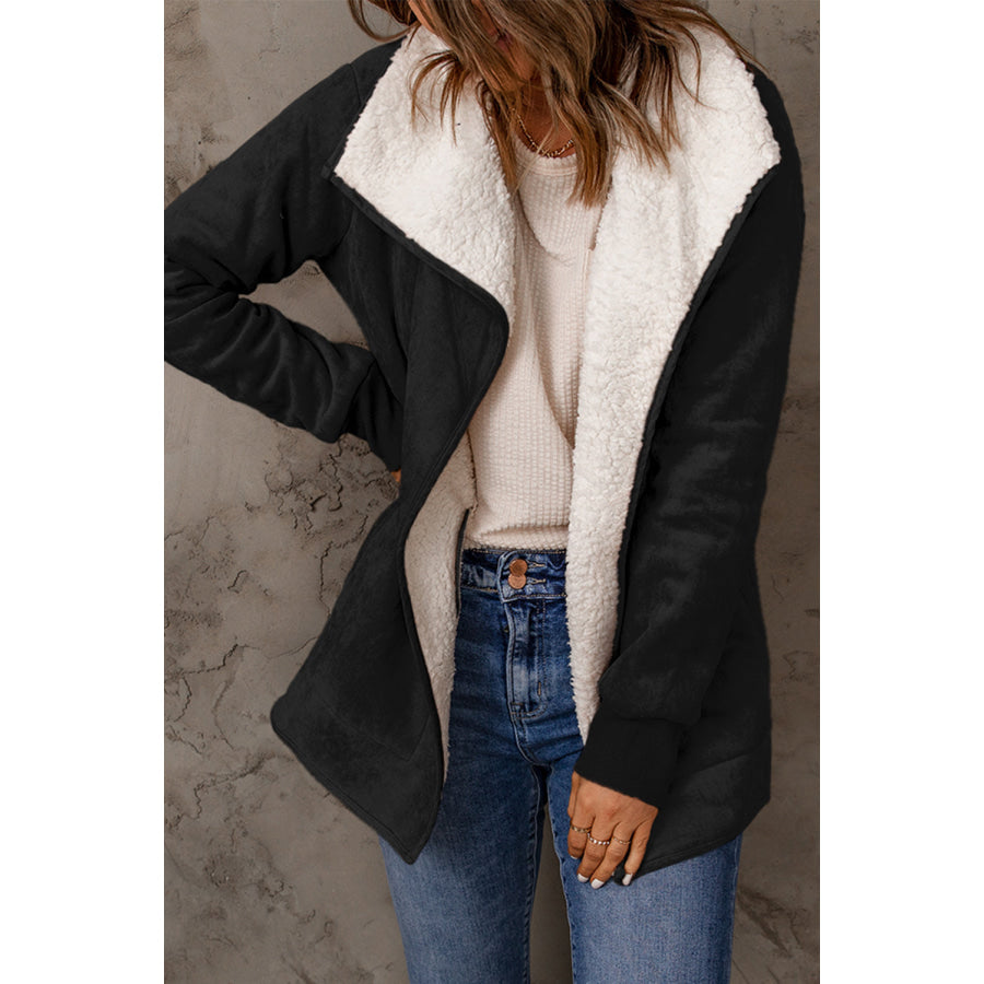 Open Front Long Sleeve Sherpa Jacket Apparel and Accessories