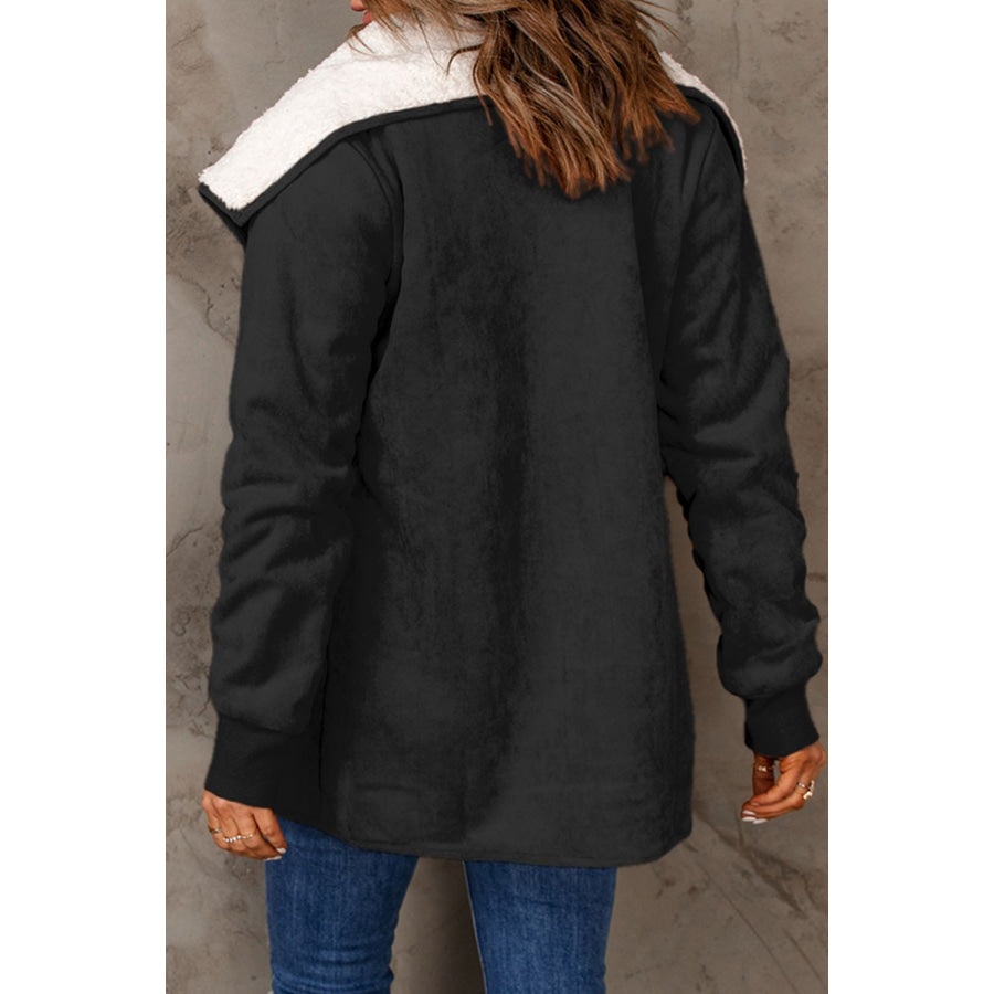 Open Front Long Sleeve Sherpa Jacket Apparel and Accessories